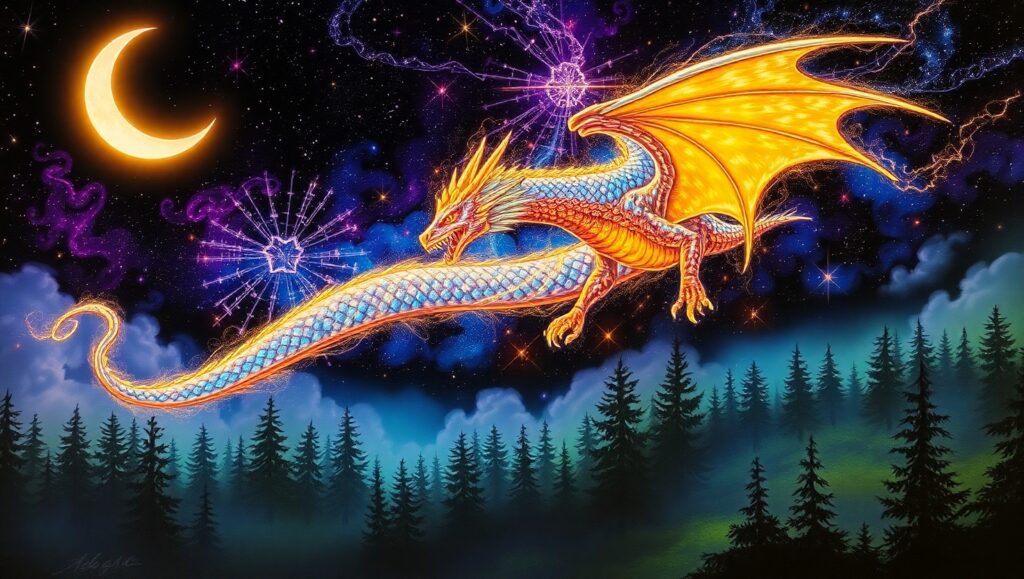 Celestial Dragon of the Night – free AI stock image