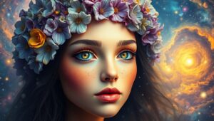 Celestial Floral Elegance – free AI stock image