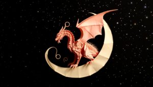Celestial Origami Dragon Scene – free AI stock image