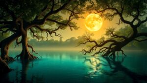 Celestial Serenity Under the Moonlight – free AI stock image