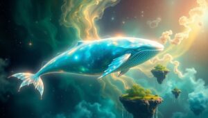 Celestial Whale in Cosmic Nebula – free AI stock image