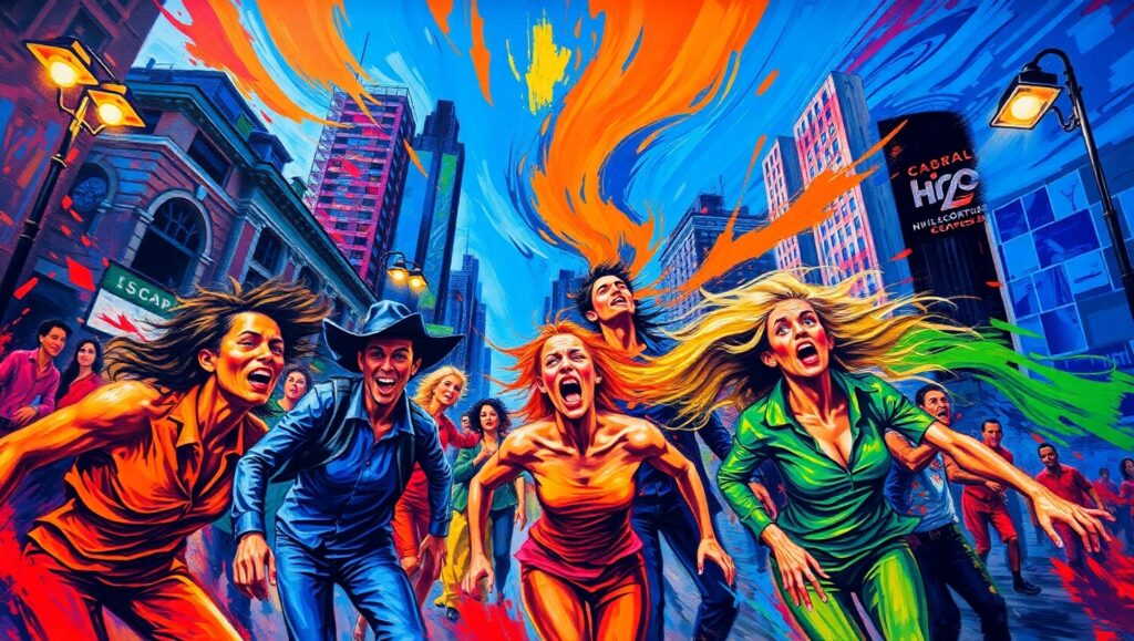 Chaos in the Colorful City – free AI stock image