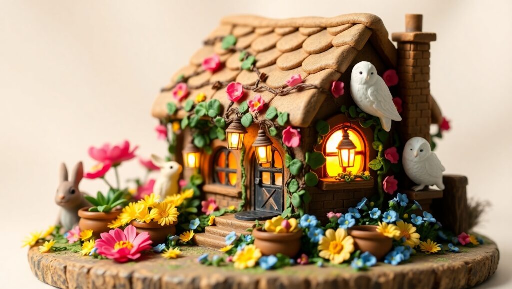 Charming Clay Cottage Landscape – free AI stock image
