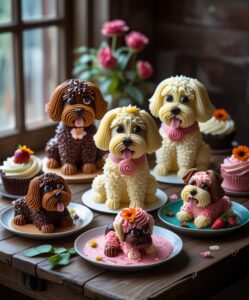 Charming Dog-Shaped Desserts on a Table – free AI stock image