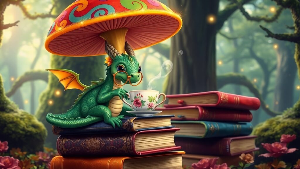 Charming Dragon Tea Time – free AI stock image