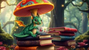 Charming Dragon Tea Time – free AI stock image