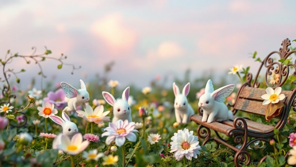 Charming Garden of Adorable Creatures – free AI stock image