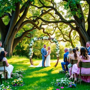 Charming Outdoor Wedding Ceremony in Nature – free AI stock image
