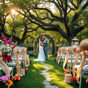 Charming Outdoor Wedding Ceremony Setup – free AI stock image