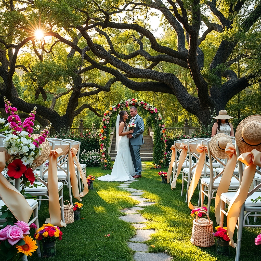Charming Outdoor Wedding Ceremony Setup – free AI stock image