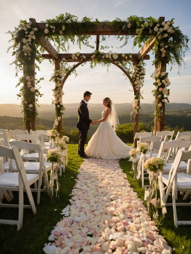 Charming Outdoor Wedding Ceremony Under Arches – free AI stock image
