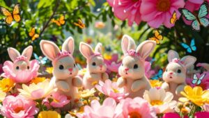 Charming Rabbits in a Magical Garden – free AI stock image