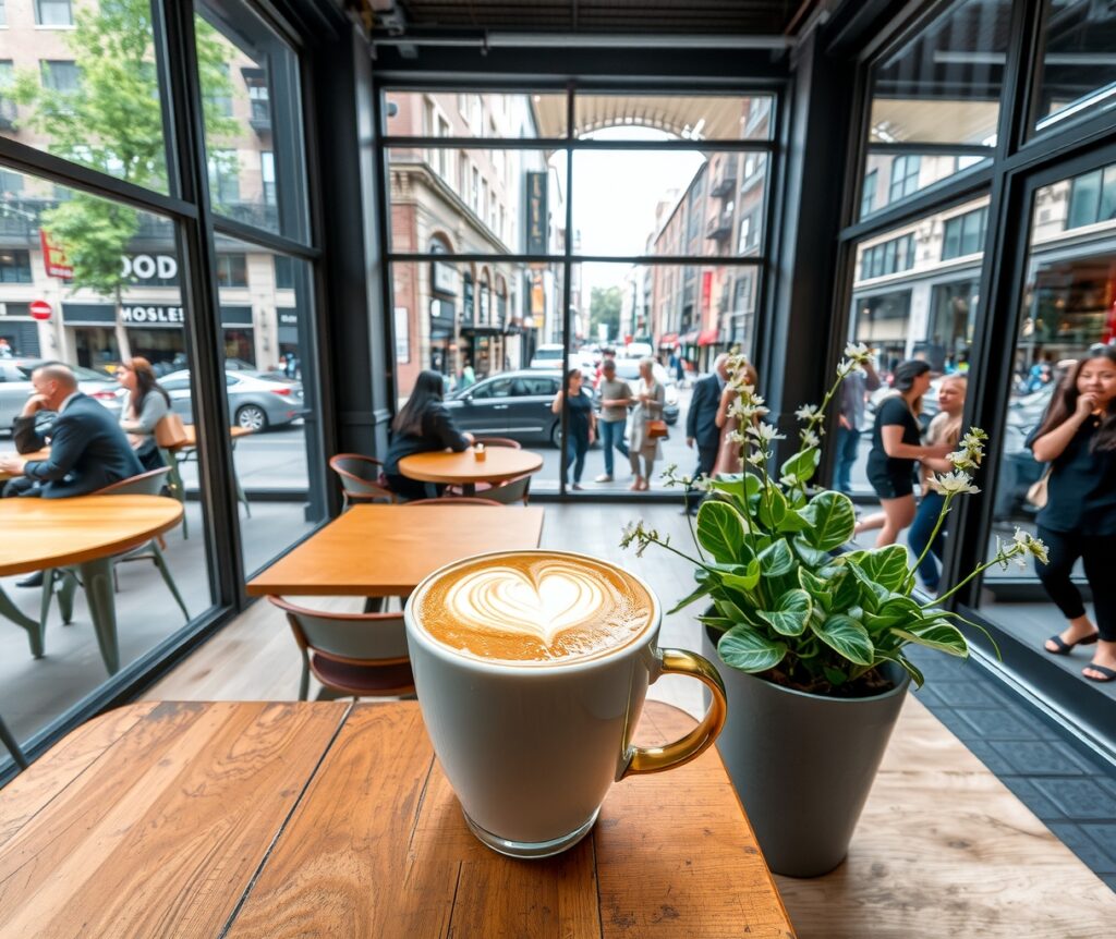 Charming Urban Coffee Shop Lifestyle Scene – free AI stock image