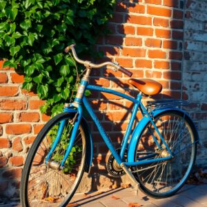 Charming Vintage Bicycle Against Brick Wall – free AI stock image