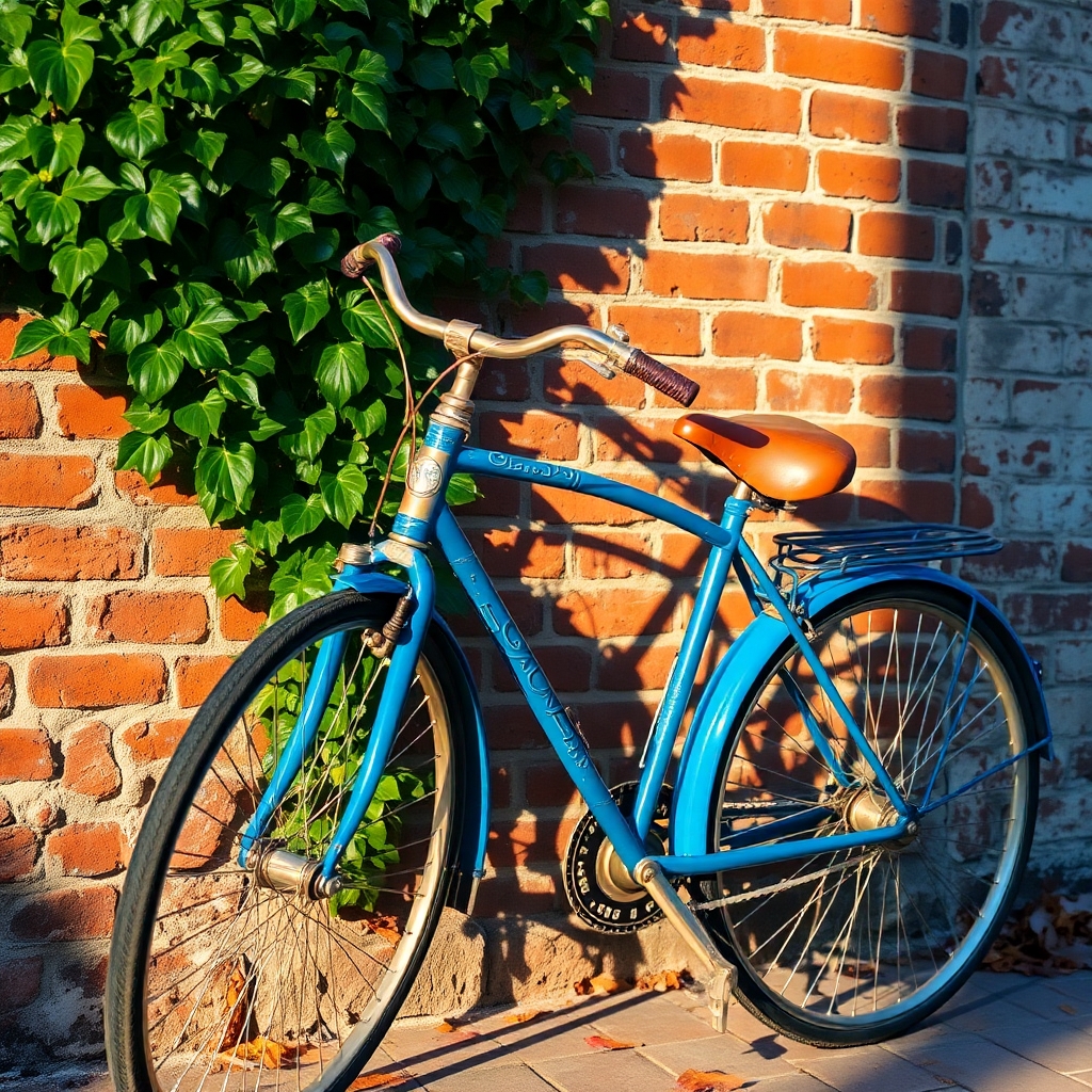 Charming Vintage Bicycle Against Brick Wall – free AI stock image