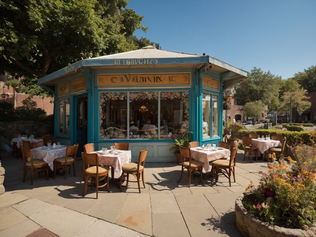 Charming Vintage Café on a Sunny – free AI stock image