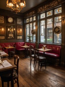 Charming Vintage Cafe Scene with Patrons – free AI stock image