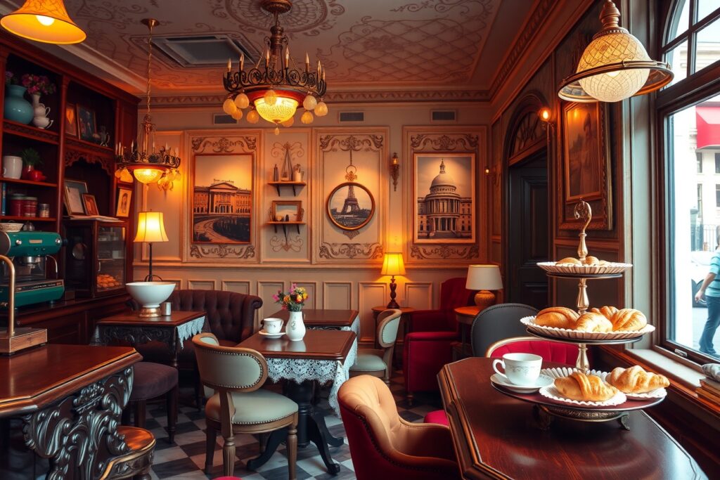 Charming Vintage Cafe with Antique Decor – free AI stock image