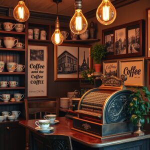 Charming Vintage Coffee Shop Interior – free AI stock image