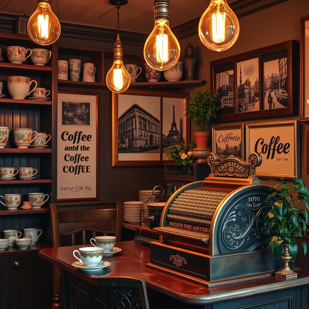 Charming Vintage Coffee Shop Interior – free AI stock image
