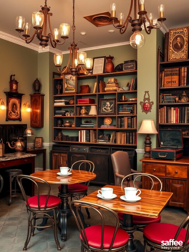 Charming Vintage Coffee Shop Interior – free AI stock image
