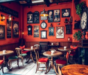 Charming Vintage Coffee Shop Interior – free AI stock image