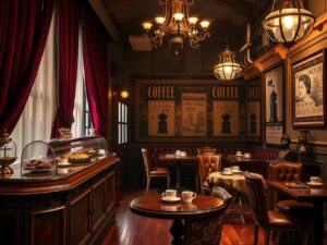 Charming Vintage Coffee Shop Interior – free AI stock image