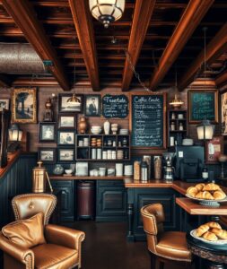 Charming Vintage Coffee Shop Interior – free AI stock image