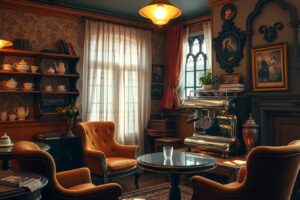 Charming Vintage Coffee Shop Interior – free AI stock image