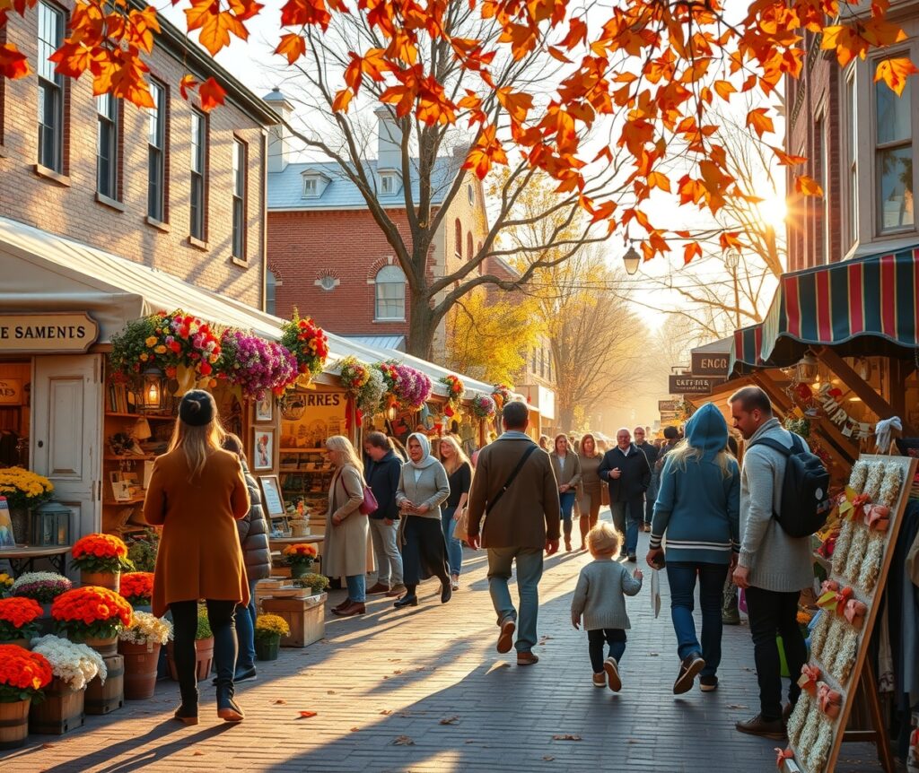 Charming Vintage Market Scene in Autumn – free AI stock image