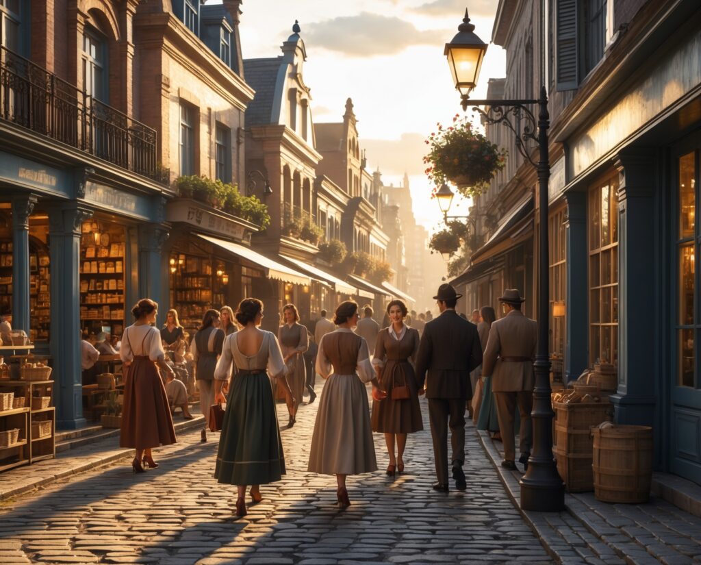 Charming Vintage Streets of Old Town – free AI stock image