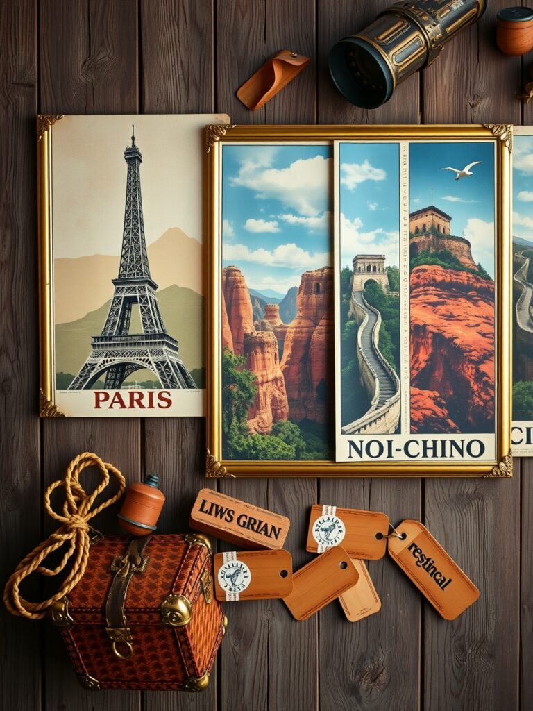 Charming Vintage Travel Posters from the Past – free AI stock image