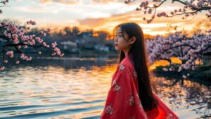 Cherry Blossom Reflections – free AI stock image
