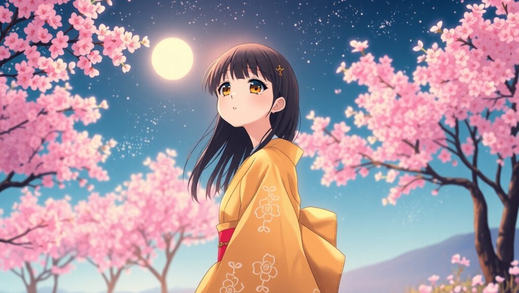 Cherry Blossoms Under the Stars – free AI stock image