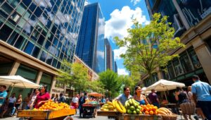 City Life from Below – free AI stock image
