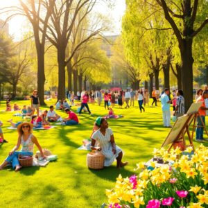 City Life: People Gather in a Park – free AI stock image