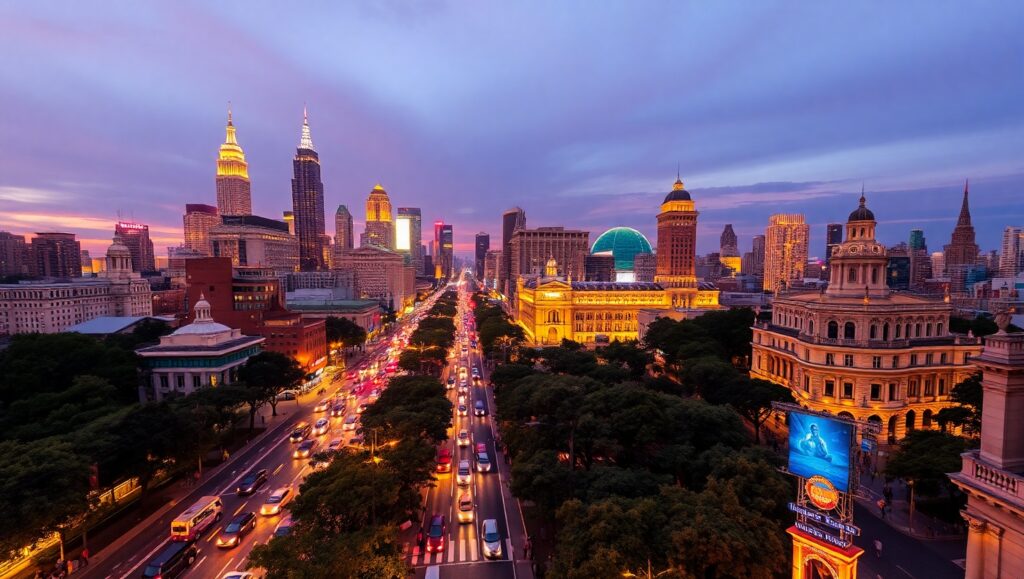 City Lights at Dusk F9I – free AI stock image