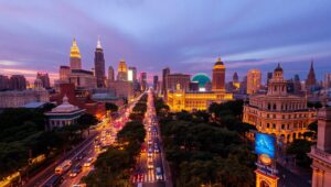 City Lights at Dusk F9I – free AI stock image