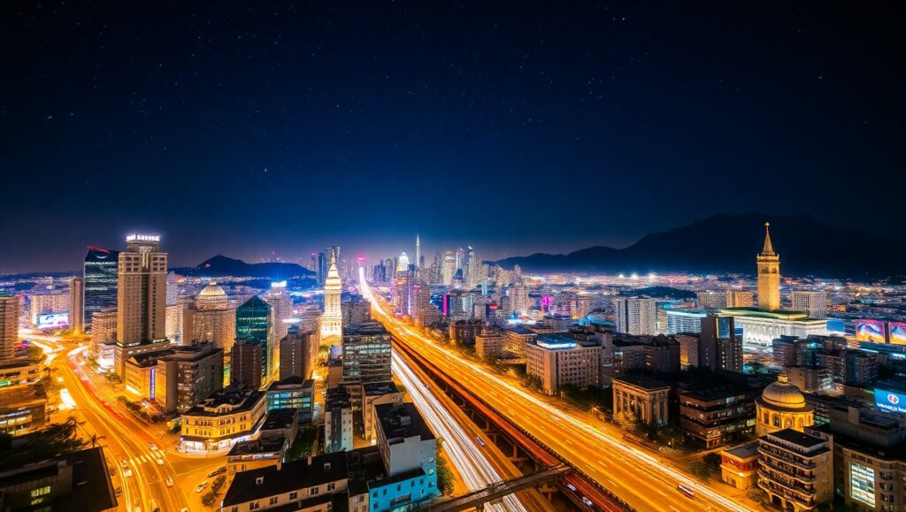 City Lights in Long Exposure Glory – free AI stock image