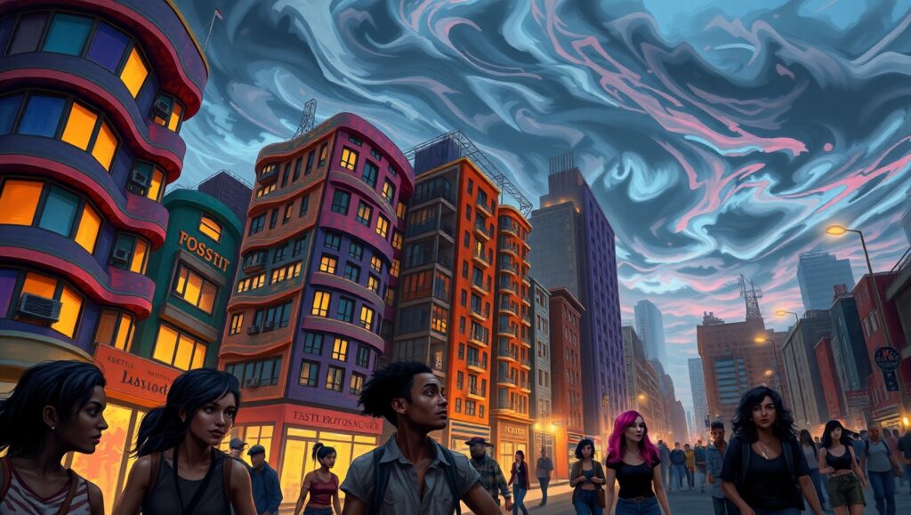 City of Emotions at Dusk – free AI stock image