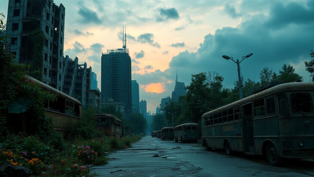 City Overgrown: A Post-Apocalyptic Vision – free AI stock image