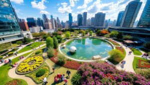 City Park in Full Bloom – free AI stock image