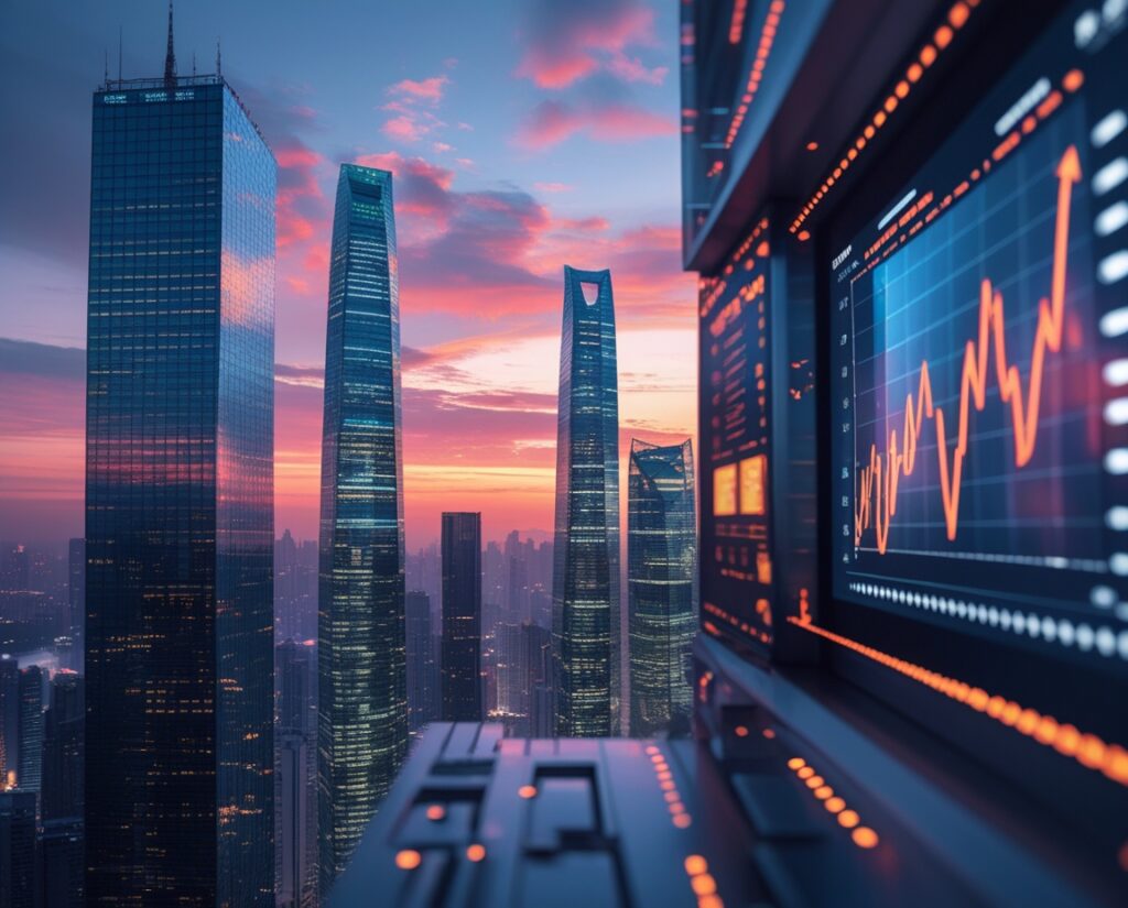City Skyline with Economic Growth Indicators – free AI stock image