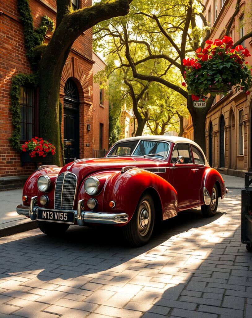 Classic Vintage Car in Urban Setting – free AI stock image