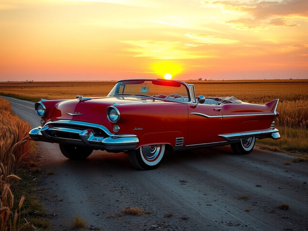 Classic Vintage Car on Dusty Road – free AI stock image