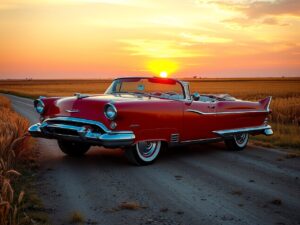 Classic Vintage Car on Dusty Road – free AI stock image