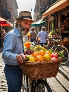 Classic Vintage Market Scene with People – free AI stock image