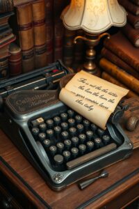 Classic Vintage Typewriter with Yellowed Paper – free AI stock image