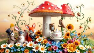 Clay Animal Tea Party – free AI stock image