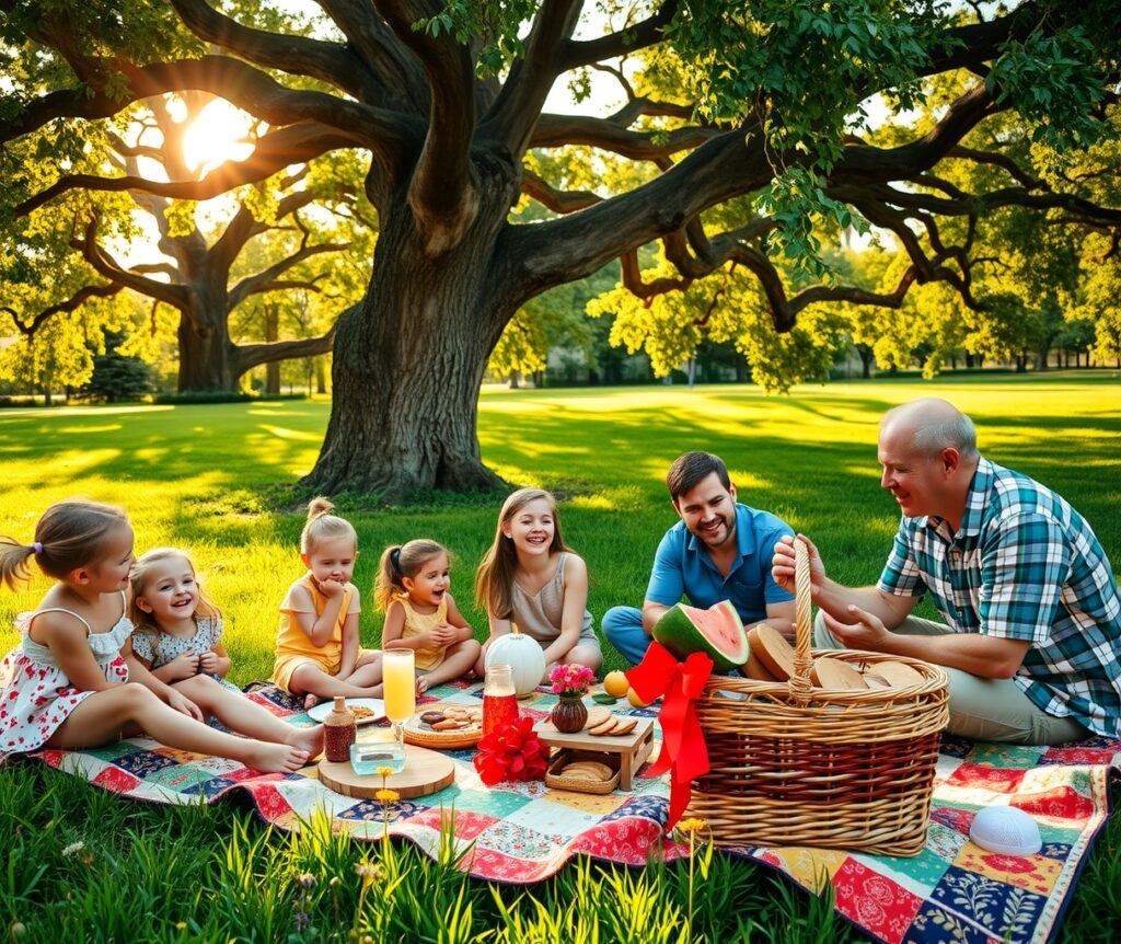 Close-Knit Family Enjoying a Picnic Together – free AI stock image